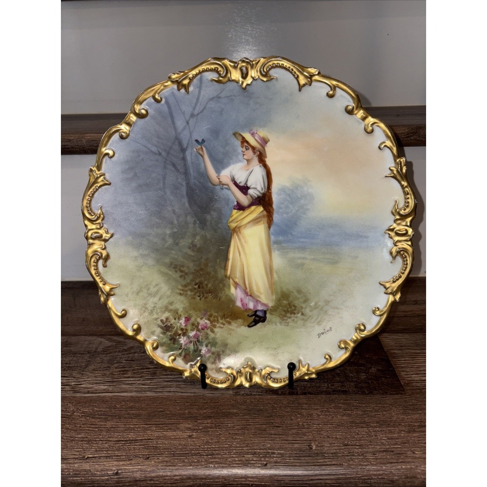 10.5" Haviland Limoges wall plate signed By Dubois